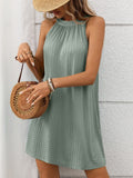 Textured Grecian Neck Mini Dress - Trendsi