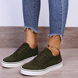 Suede Lace-Up Flat Sneakers - Trendsi