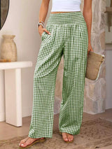 Gingham Wide-Leg Pants - Trendsi - Flyclothing LLC