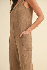 MABLE Sleeveless Knit Crop Jumpsuit with Pockets - Trendsi