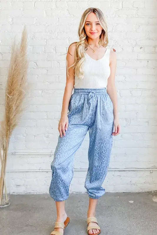 And The Why Satin Leopard Print Joggers - Trendsi - Flyclothing LLC