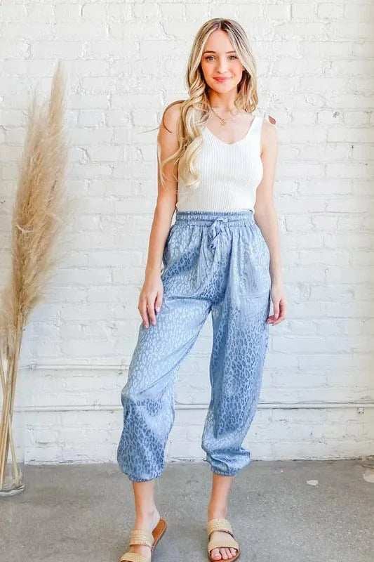 And The Why Satin Leopard Print Joggers - Trendsi - Flyclothing LLC