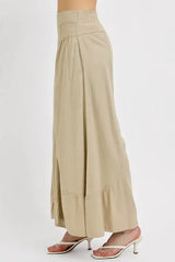 RISEN Shirring Detail Wide Leg Pants - Trendsi - Flyclothing LLC