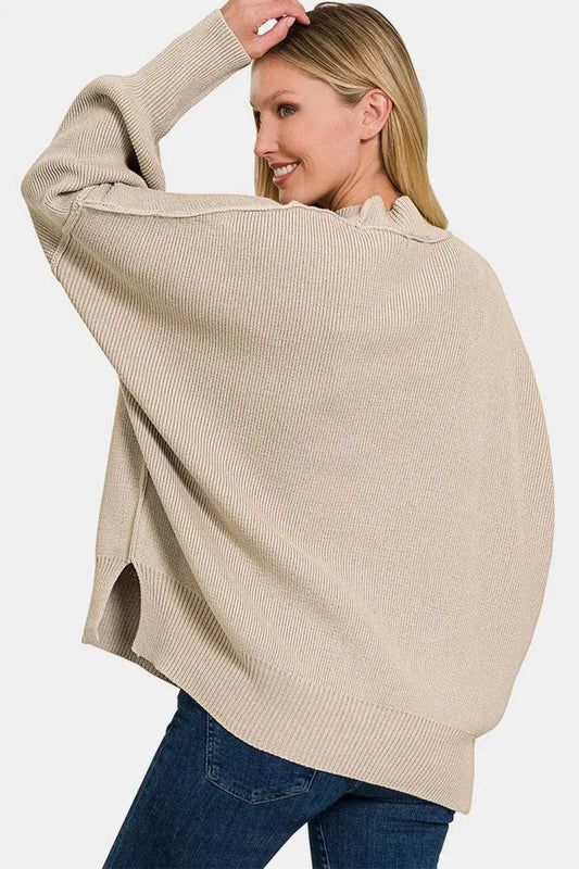 Zenana Side Sit Oversize Sweater - Trendsi - Flyclothing LLC