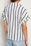 Striped Button Up Short Sleeve Shirt - Trendsi
