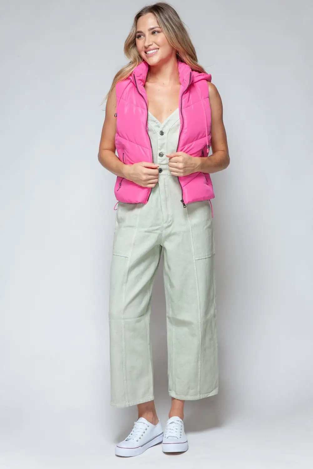 Snobbish Zip Up Quilted Hooded Vest - Trendsi - Flyclothing LLC