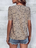 Full Size Printed V-Neck Short Sleeve Blouse - Trendsi - Flyclothing LLC