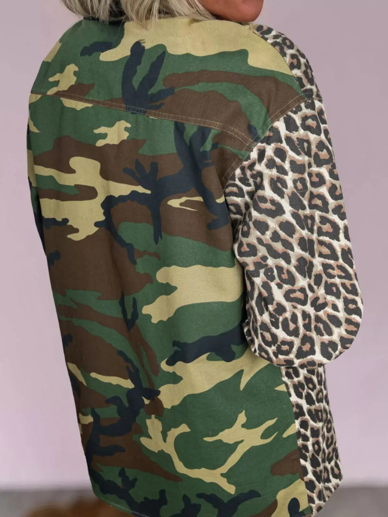 Camouflage Leopard Print Mixed Pattern Oversized Jacket - Trendsi - Flyclothing LLC