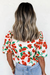 Printed V-Neck Short Sleeve Shirt - Trendsi - Flyclothing LLC