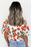 Printed V-Neck Short Sleeve Shirt - Trendsi