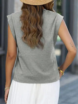 Florira Round Neck Cap Sleeve T-Shirt - Trendsi - Flyclothing LLC