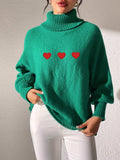 Heart Turtleneck Long Sleeve Sweater - Trendsi - Flyclothing LLC