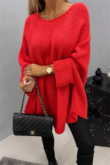 Round Neck Batwing Sleeve Sweater - Trendsi - Flyclothing LLC