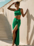 Single Shoulder Top and Skirt Set - Trendsi