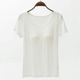 Round Neck Modal T-Shirt with Bra - Trendsi - Flyclothing LLC