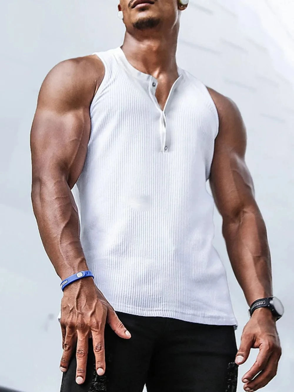 Men's Plus Size Ribbed Tank - Trendsi
