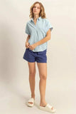 HYFVE Button Down Collared Neck Short Sleeve Shirt - Trendsi - Flyclothing LLC