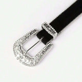 PU Leather Inlaid Rhinestone Belt - Trendsi - Flyclothing LLC