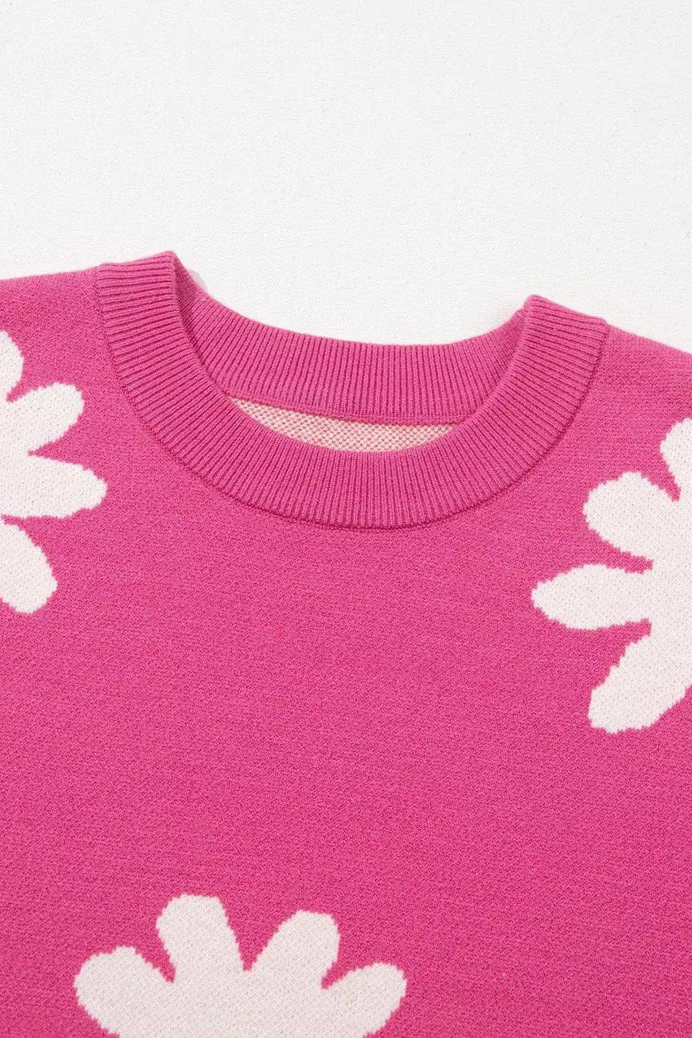 Daisy Round Neck Dropped Shoulder Sweater - Trendsi - Flyclothing LLC