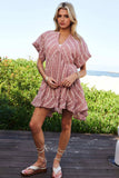 Davi & Dani Embroidery V Neck Short Sleeve Ruffled Mini Dress - Trendsi - Flyclothing LLC