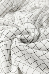 Frill Plaid Notched Balloon Sleeve Mini Dress - Trendsi - Flyclothing LLC