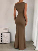 One-Shoulder Ruched Bodycon Maxi Dress - Trendsi - Flyclothing LLC