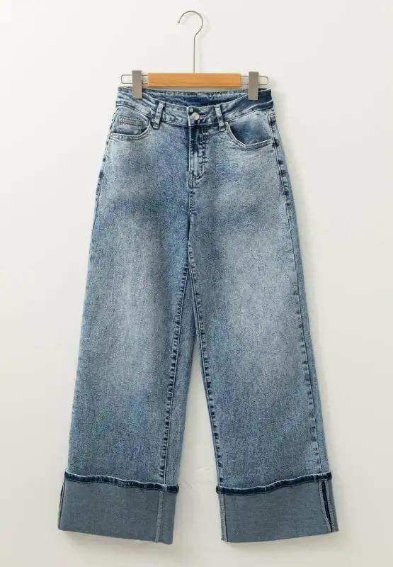 Washed Wide Leg Jeans with Pockets - Trendsi - Flyclothing LLC