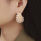 Titanium Steel Inlaid Imitation Pearl Earrings - Trendsi - Flyclothing LLC