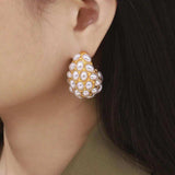 Titanium Steel Inlaid Imitation Pearl Earrings - Trendsi - Flyclothing LLC
