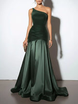 Single Shoulder Floor Length Dress - Trendsi - Flyclothing LLC