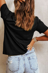 MAMA Round Neck Short Sleeve T-Shirt - Trendsi - Flyclothing LLC