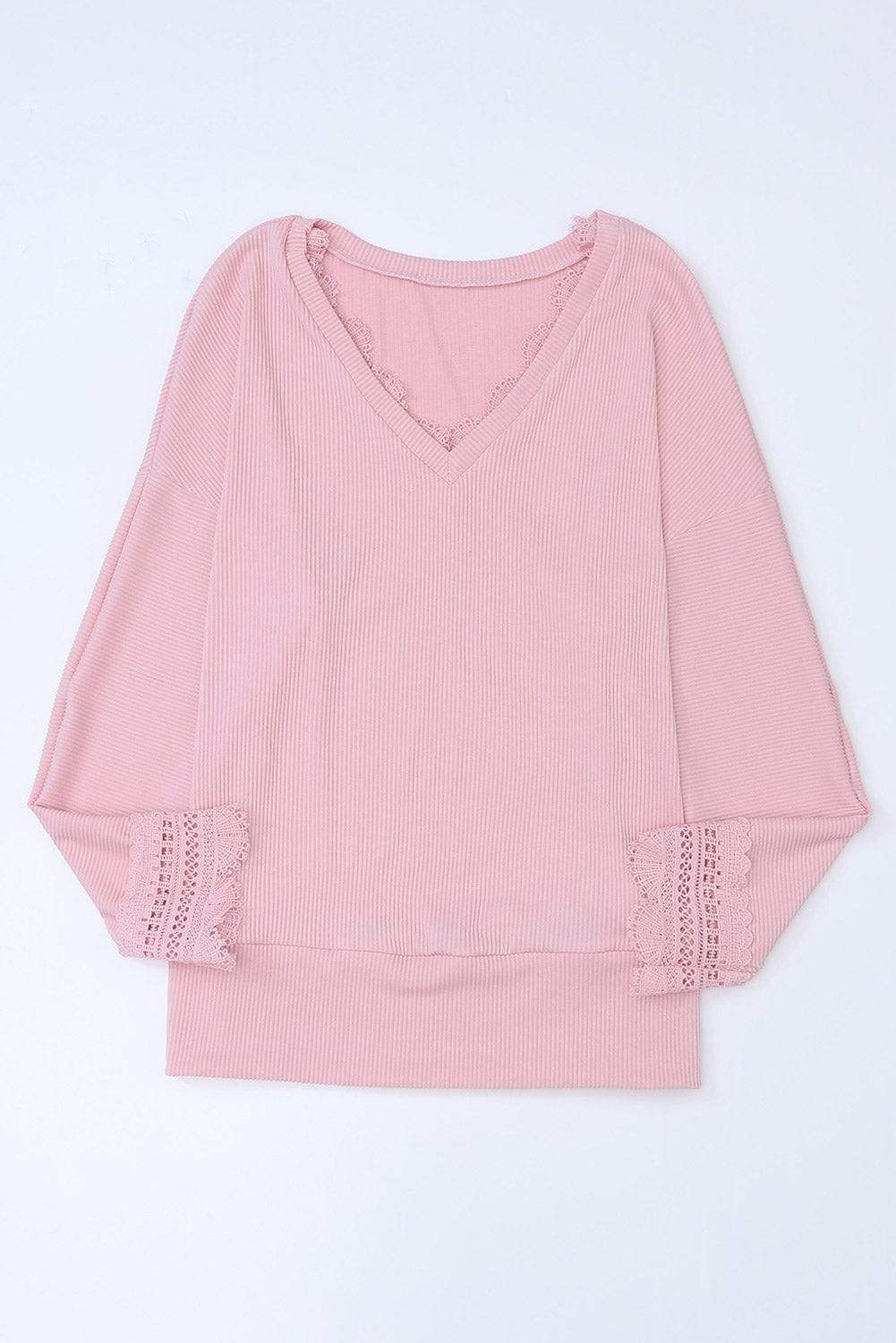 Lace Detail V-Neck Long Sleeve T-Shirt - Trendsi - Flyclothing LLC