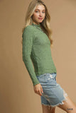 Umgee Textured Crinkle Knit Long Sleeve Top - Trendsi - Flyclothing LLC