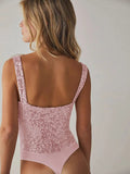 Sequin Wide Strap Bodysuit - Trendsi
