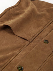 Button Up Collared Neck Long Sleeve Jacket - Trendsi