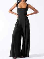 Square Neck Wide Strap Jumpsuit Trendsi