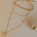 Synthetic Pearl Titanium Steel Three-Layered Necklace - Trendsi - Flyclothing LLC