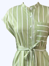 Striped Tie Waist Short Sleeve Dress - Trendsi - Flyclothing LLC