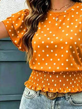 Polka Dot Ruffle Sleeve Blouse - Trendsi - Flyclothing LLC