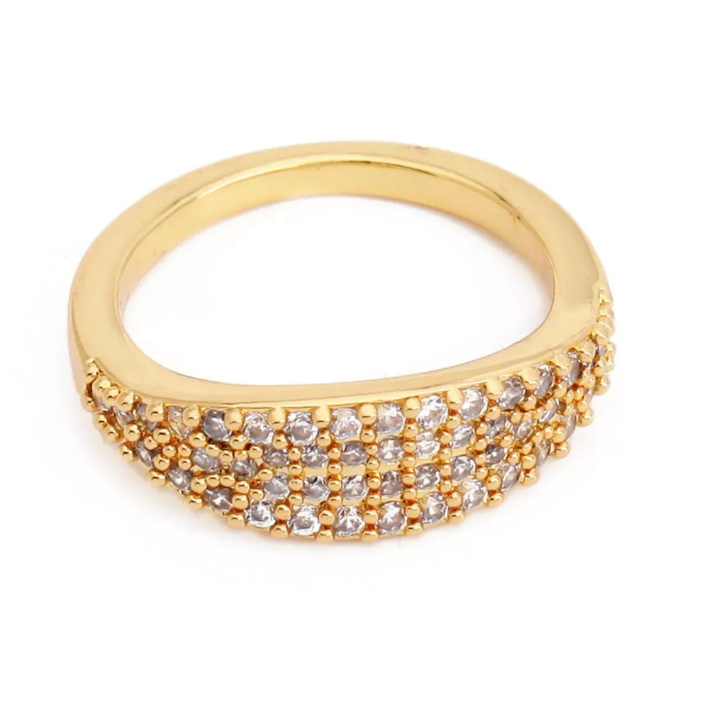 18K Gold-Plated Copper Zircon Round Ring - Trendsi - Flyclothing LLC