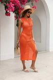 Cutout Openwork Round Neck Sleeveless Cover-Up - Trendsi - Flyclothing LLC