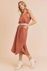 Aemi + Co Round Neck Midi Tank Dress with Pockets - Trendsi - Flyclothing LLC