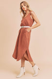 Aemi + Co Round Neck Midi Tank Dress with Pockets - Trendsi