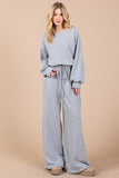 Ces Femme Boat Neck Long Sleeve Drawstring Jumpsuit - Trendsi
