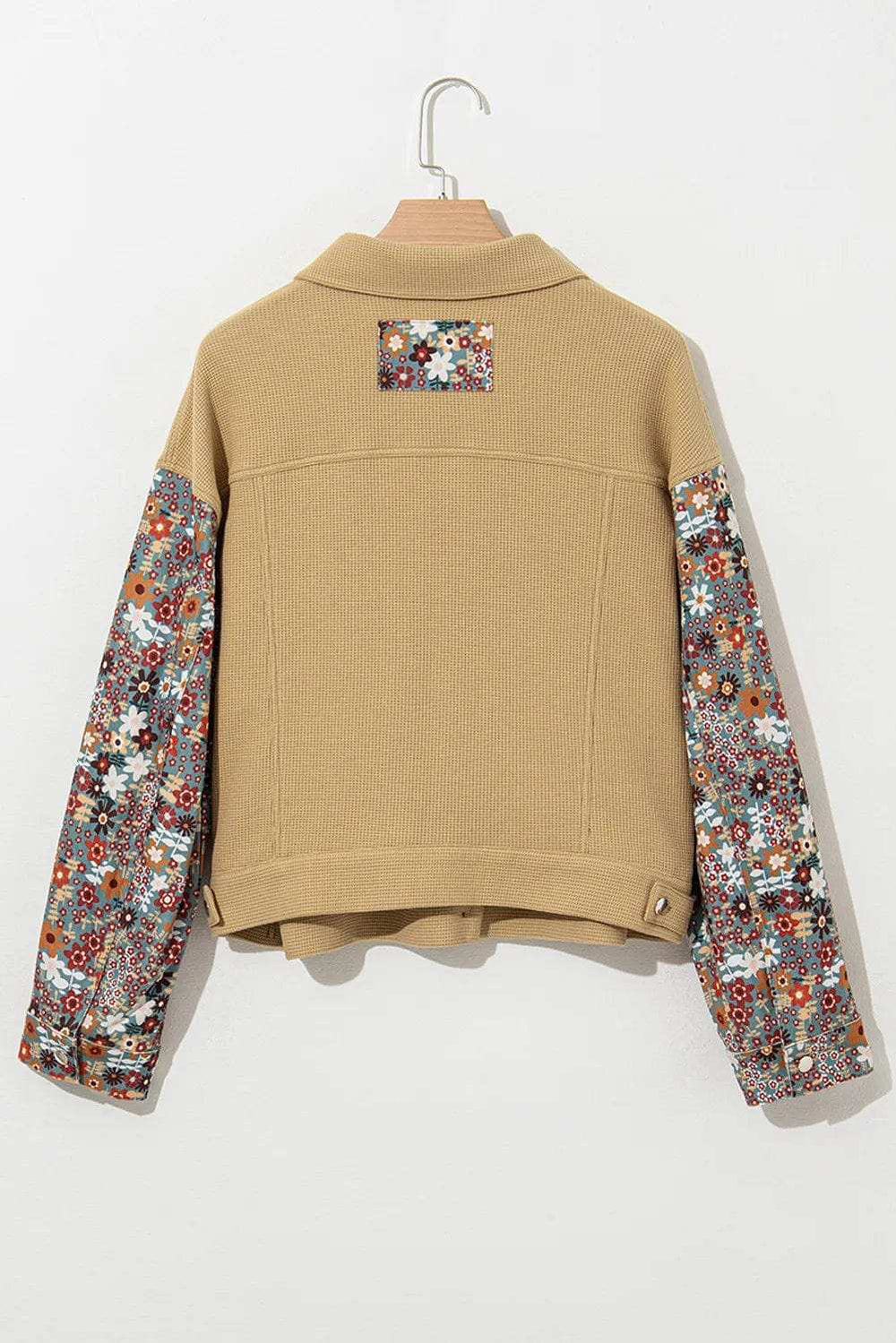Printed Collared Neck Long Sleeve Jacket - Trendsi - Flyclothing LLC