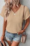 V-Neck Short Sleeve T-Shirt - Trendsi - Flyclothing LLC