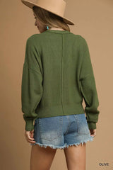 Umgee Chunky Cable Knit V-Neck Button-Up Cardigan - Trendsi - Flyclothing LLC