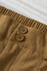Half Elastic Waist Straight Pants - Trendsi - Flyclothing LLC