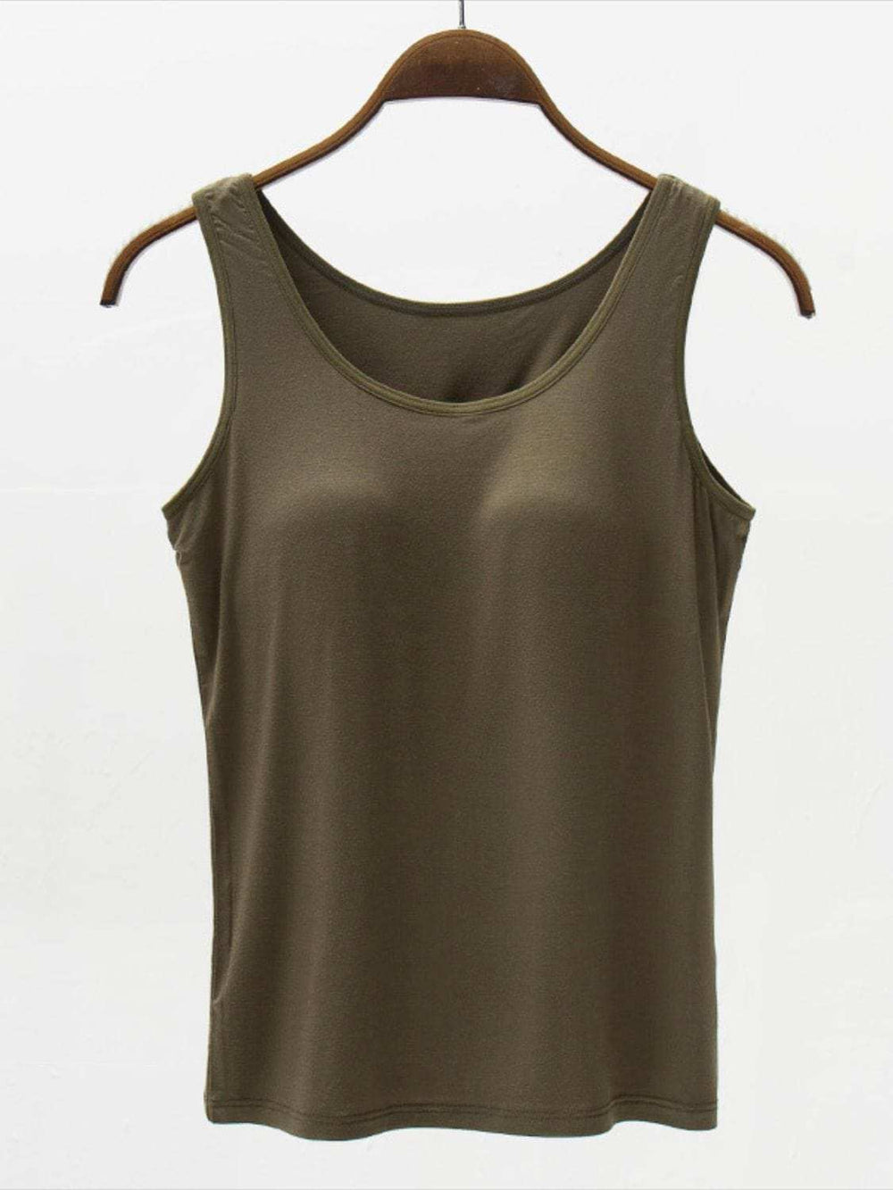 Full Size Wide Strap Modal Tank with Bra - Trendsi - Flyclothing LLC