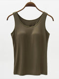Full Size Wide Strap Modal Tank with Bra - Trendsi